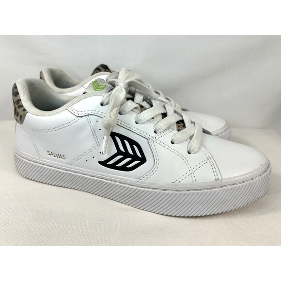 Cariuma Salvas Leather Sneakers Women's Size 9 Leopard White Lace Up Casual - Picture 1 of 12